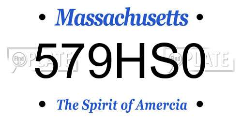 579HS0 Massachusetts License Plate