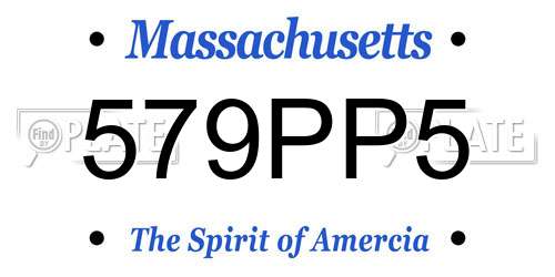 579PP5 Massachusetts License Plate