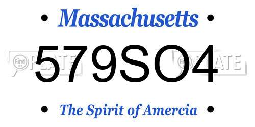 579SO4 Massachusetts License Plate