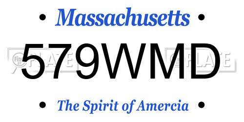 579WMD Massachusetts License Plate