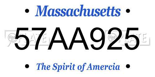 57AA925 Massachusetts License Plate