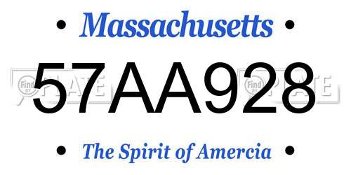 57AA928 Massachusetts License Plate
