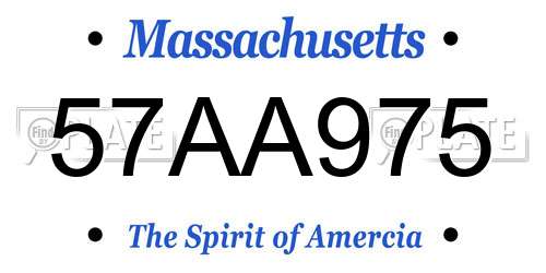 57AA975 Massachusetts License Plate