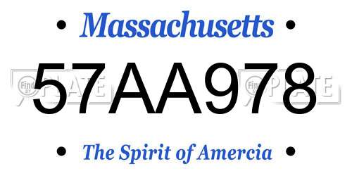 57AA978 Massachusetts License Plate