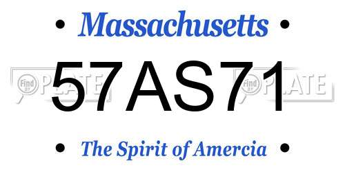 57AS71 Massachusetts License Plate