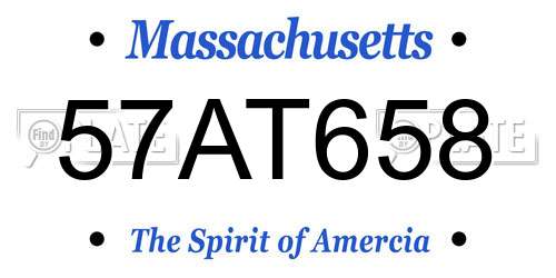 57AT658 Massachusetts License Plate