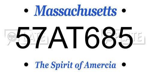 57AT685 Massachusetts License Plate