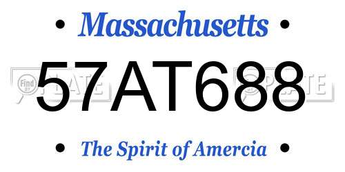 57AT688 Massachusetts License Plate