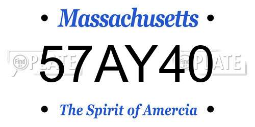 57AY40 Massachusetts License Plate