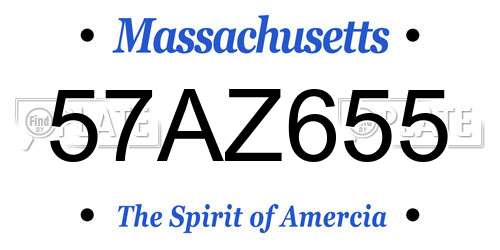 57AZ655 Massachusetts License Plate