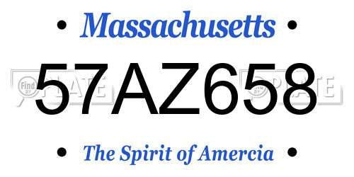 57AZ658 Massachusetts License Plate