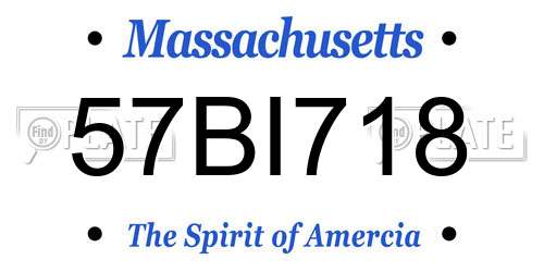 57BI718 Massachusetts License Plate