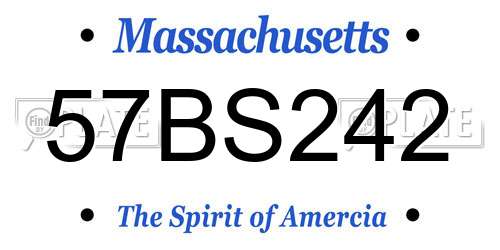57BS242 Massachusetts License Plate