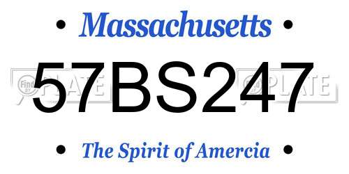 57BS247 Massachusetts License Plate