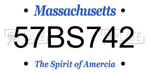 57BS742 Massachusetts License Plate