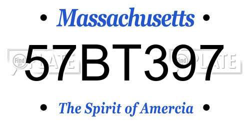 57BT397 Massachusetts License Plate