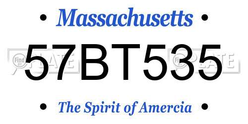 57BT535 Massachusetts License Plate