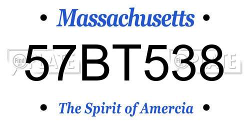 57BT538 Massachusetts License Plate