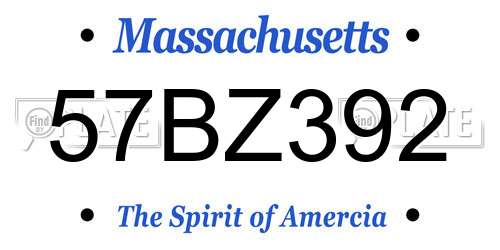 57BZ392 Massachusetts License Plate