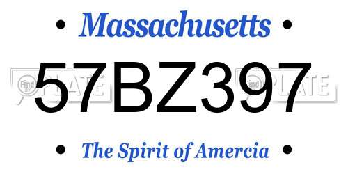 57BZ397 Massachusetts License Plate