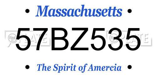 57BZ535 Massachusetts License Plate