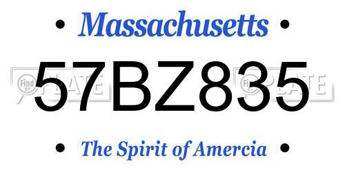 57BZ835 Massachusetts License Plate