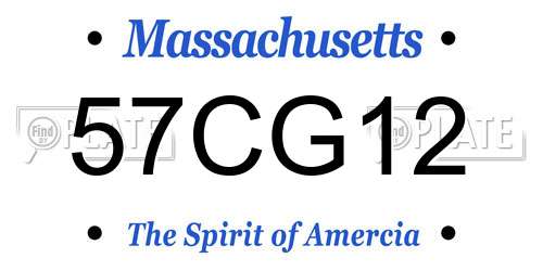 57CG12 Massachusetts License Plate