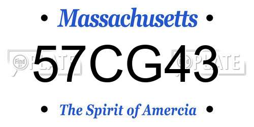 57CG43 Massachusetts License Plate