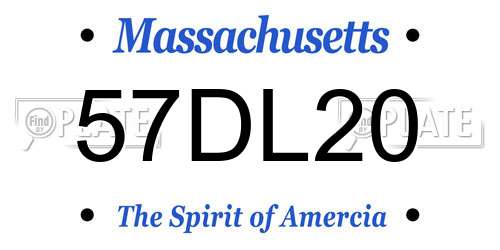 57DL20 Massachusetts License Plate