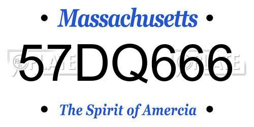 57DQ666 Massachusetts License Plate