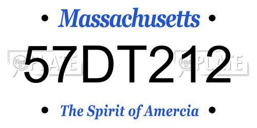 57DT212 Massachusetts License Plate