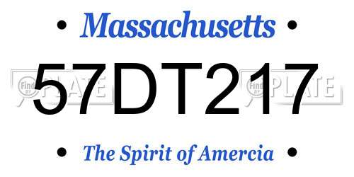 57DT217 Massachusetts License Plate
