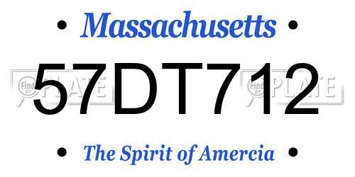 57DT712 Massachusetts License Plate