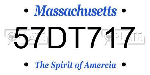 57DT717 Massachusetts License Plate
