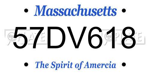 57DV618 Massachusetts License Plate