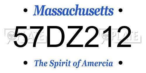 57DZ212 Massachusetts License Plate