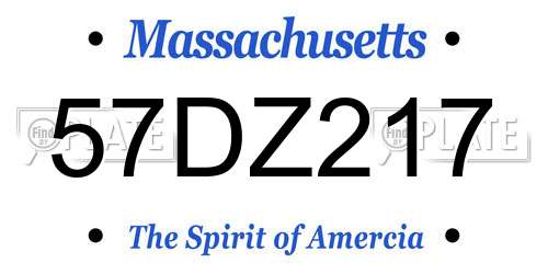 57DZ217 Massachusetts License Plate