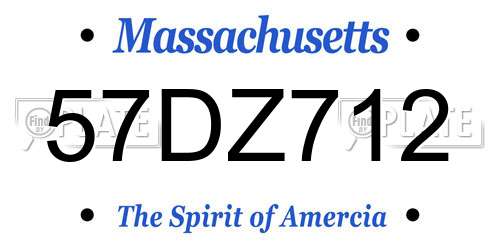 57DZ712 Massachusetts License Plate
