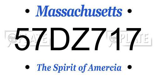 57DZ717 Massachusetts License Plate