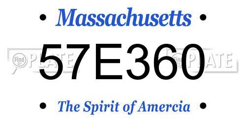57E360 Massachusetts License Plate