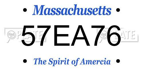 57EA76 Massachusetts License Plate