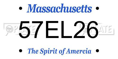 57EL26 Massachusetts License Plate