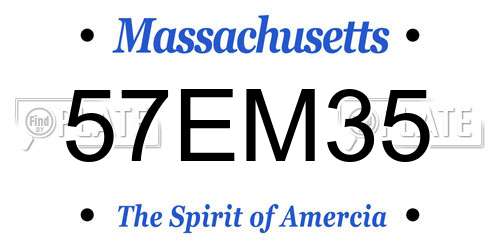 57EM35 Massachusetts License Plate