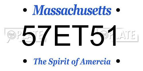 57ET51 Massachusetts License Plate