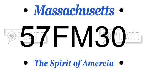57FM30 Massachusetts License Plate