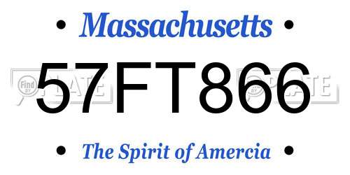 57FT866 Massachusetts License Plate