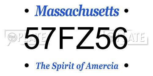 57FZ56 Massachusetts License Plate