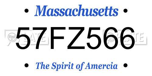 57FZ566 Massachusetts License Plate
