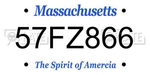 57FZ866 Massachusetts License Plate