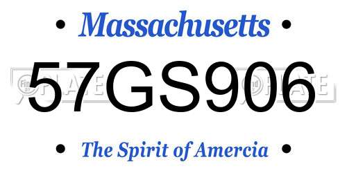57GS906 Massachusetts License Plate